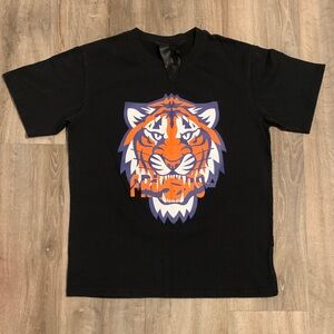 VLONE Black Tee with Orange and White Tiger Graphic